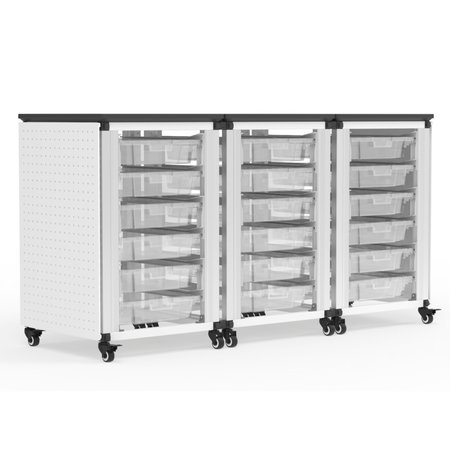 LUXOR Modular Classroom Storage Cabinet - 3 side-by-side modules with 18 small bins MBS-STR-31-18S